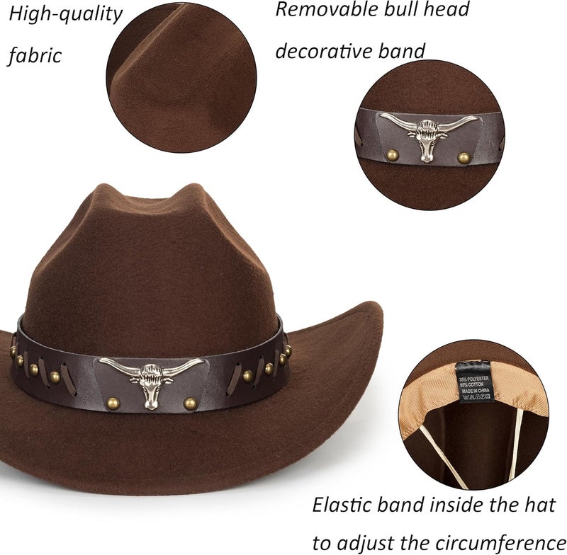 UTOWO Vintage Western Cowboy Hat for Men Outback Cowgirl Hat M/L - Image 3